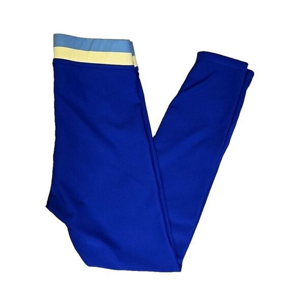 Wilo Ribbed Ankle Length Leggings Size Small Blue Nylon/Sandex Work out Wear - Picture 6 of 6